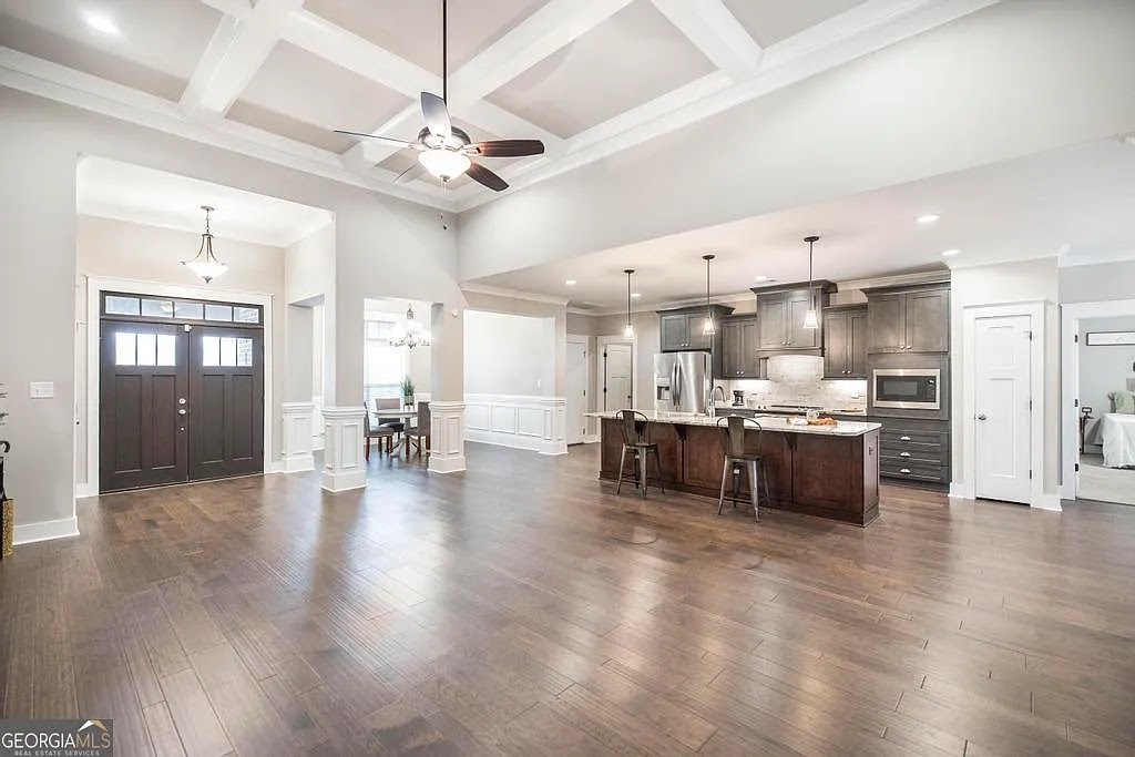Freshly painted open-plan kitchen and living room