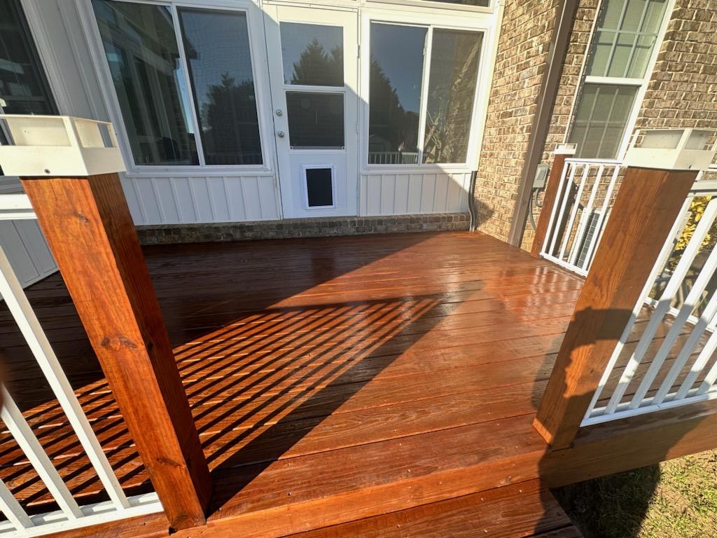 Freshly stained deck